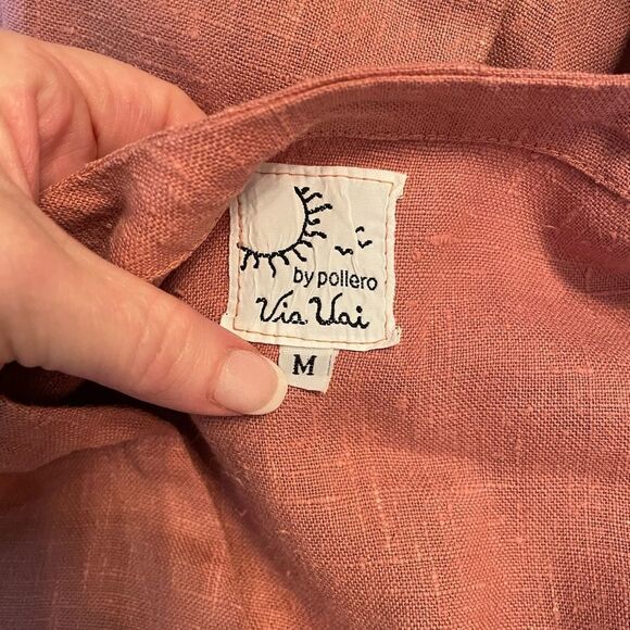 Via Uai by Pollero rose linen top and pants size M/L - Picture 10 of 11